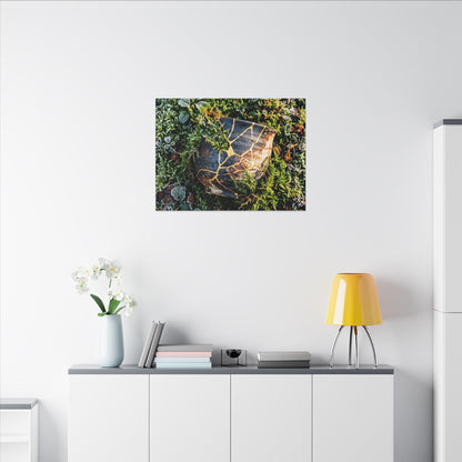 Artful Moss Close Up Canvas Art - Gold Repair Kintsugi