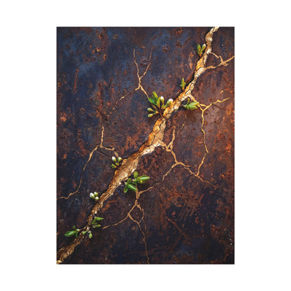 Rust Patina Spring Canvas Art | Kintsugi Resilient Design