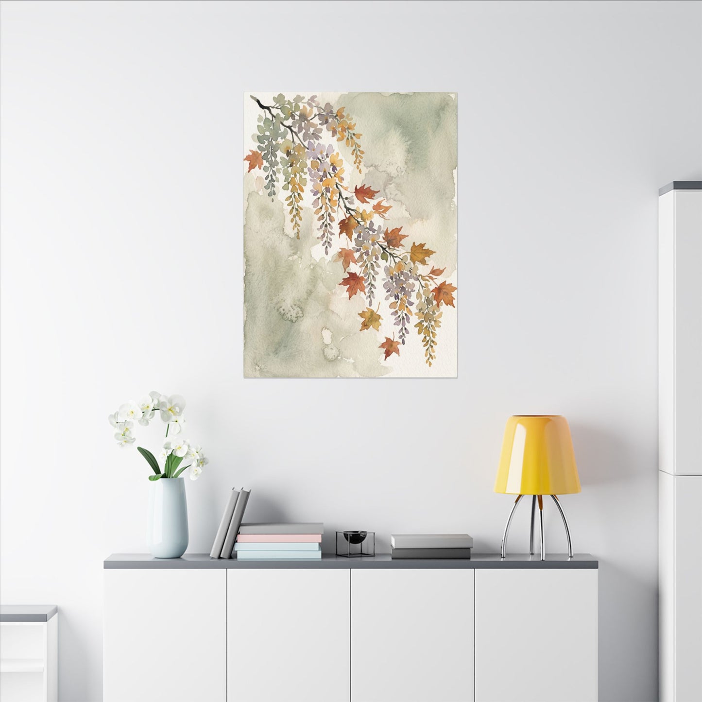 Ma Wisteria Canvas Art - Japandi Watercolor