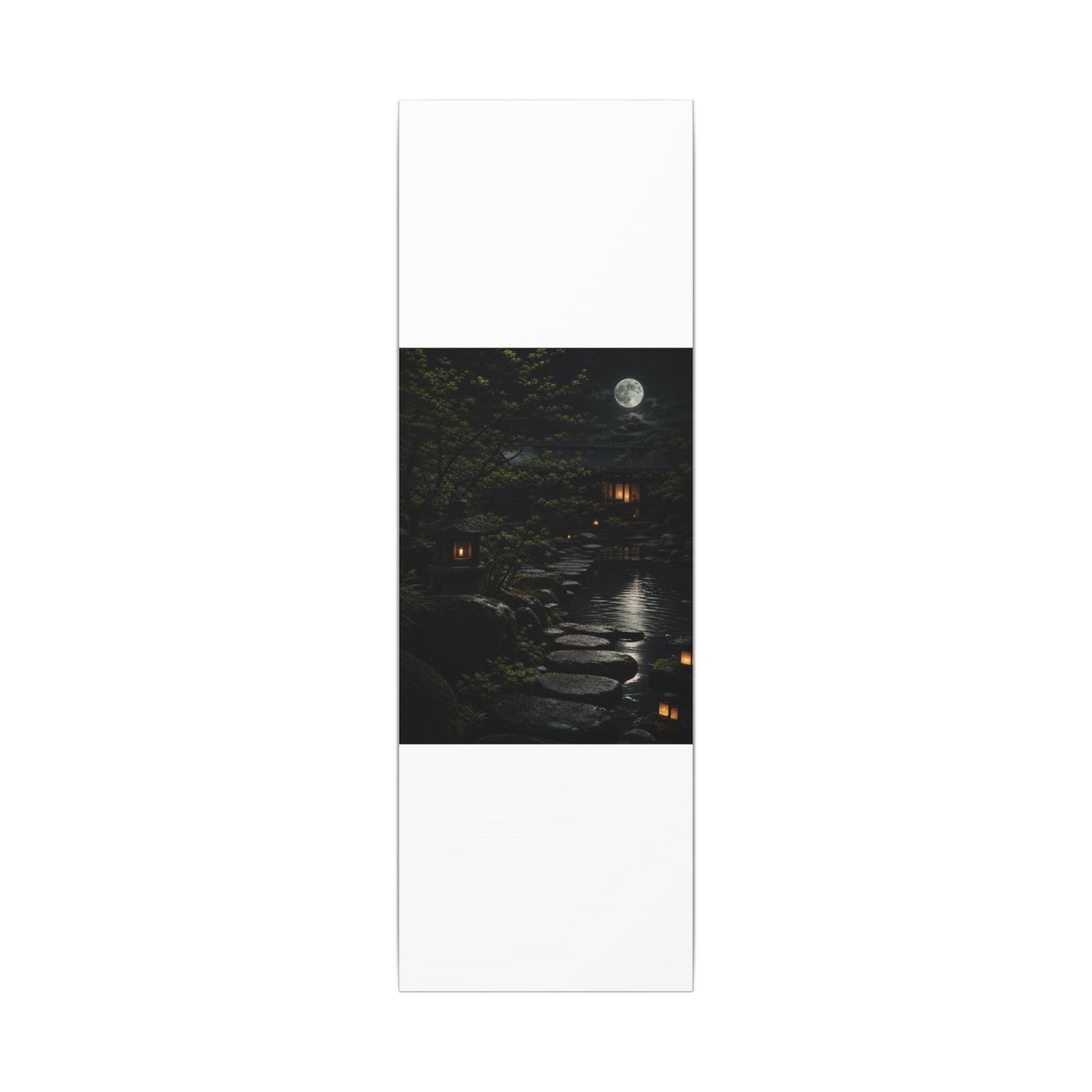 Moonlit Garden Shadow Zen Canvas Art | Sophisticated Dark Japandi Art