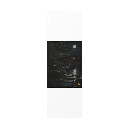 Moonlit Garden Shadow Zen Canvas Art | Sophisticated Dark Japandi Art