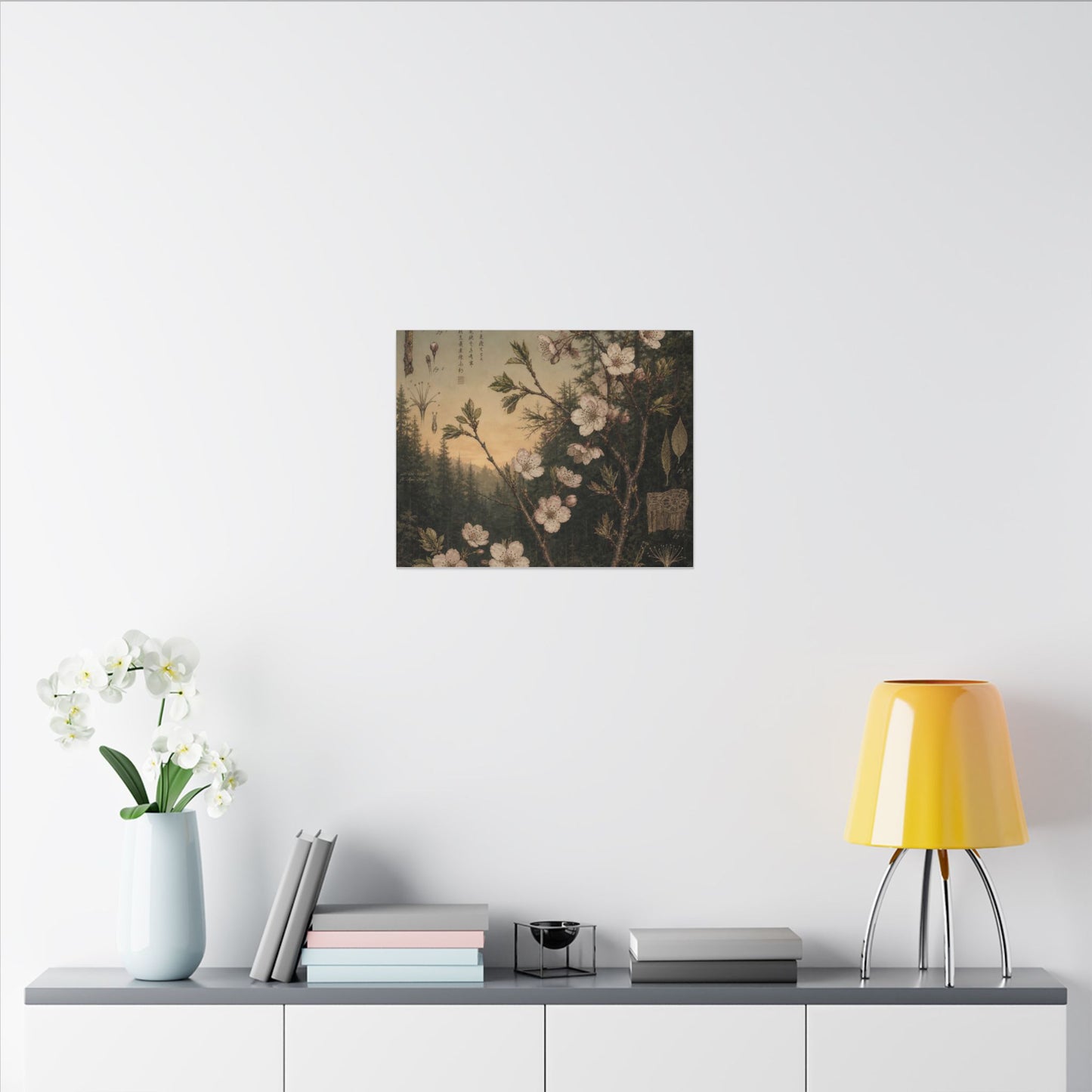 Spring Cherry Blossom Herbarium Canvas Art | Nostalgic Decor