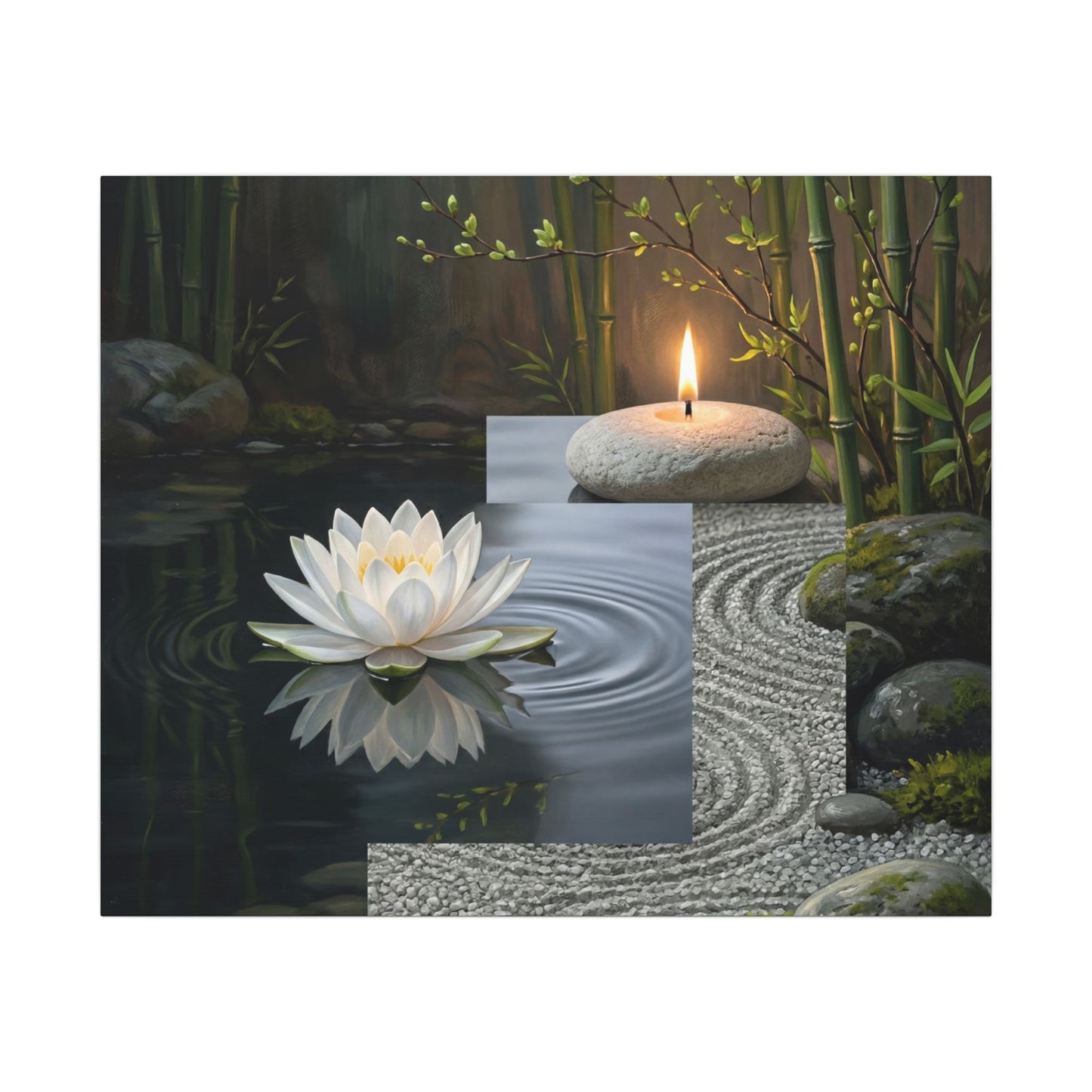 Candlelight Lotus Flower Canvas Art - Zen Kanso