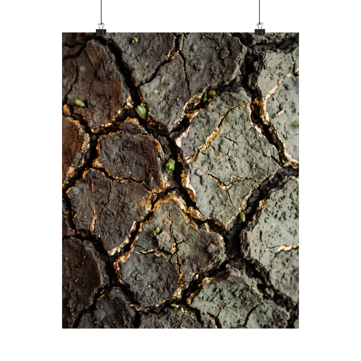 Cracked Earth Japanese Pattern Wall Art Print | Elegant Japandi Art