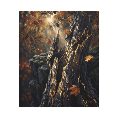 Pine Tree Autumn Canvas Art | Kintsugi Beautiful Design