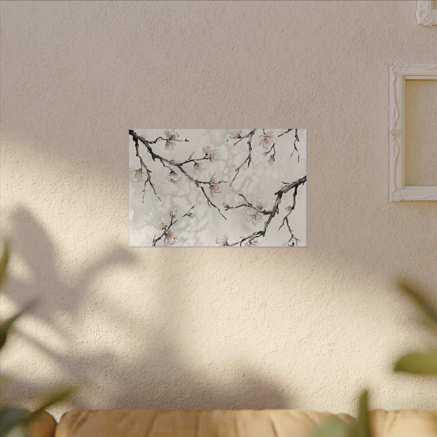 Cherry Blossom Canvas Art | Winter Japandi Watercolor Art