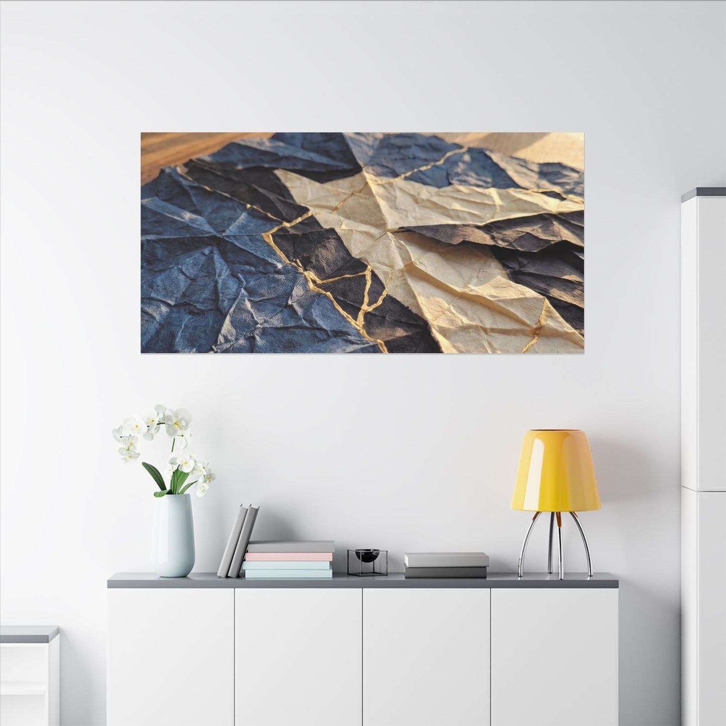Golden Hour Paper Fold Canvas Art - Kintsugi Ma
