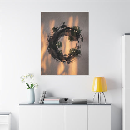 Ink Brushstroke Spring Canvas Art | Dark Japandi Bold Design