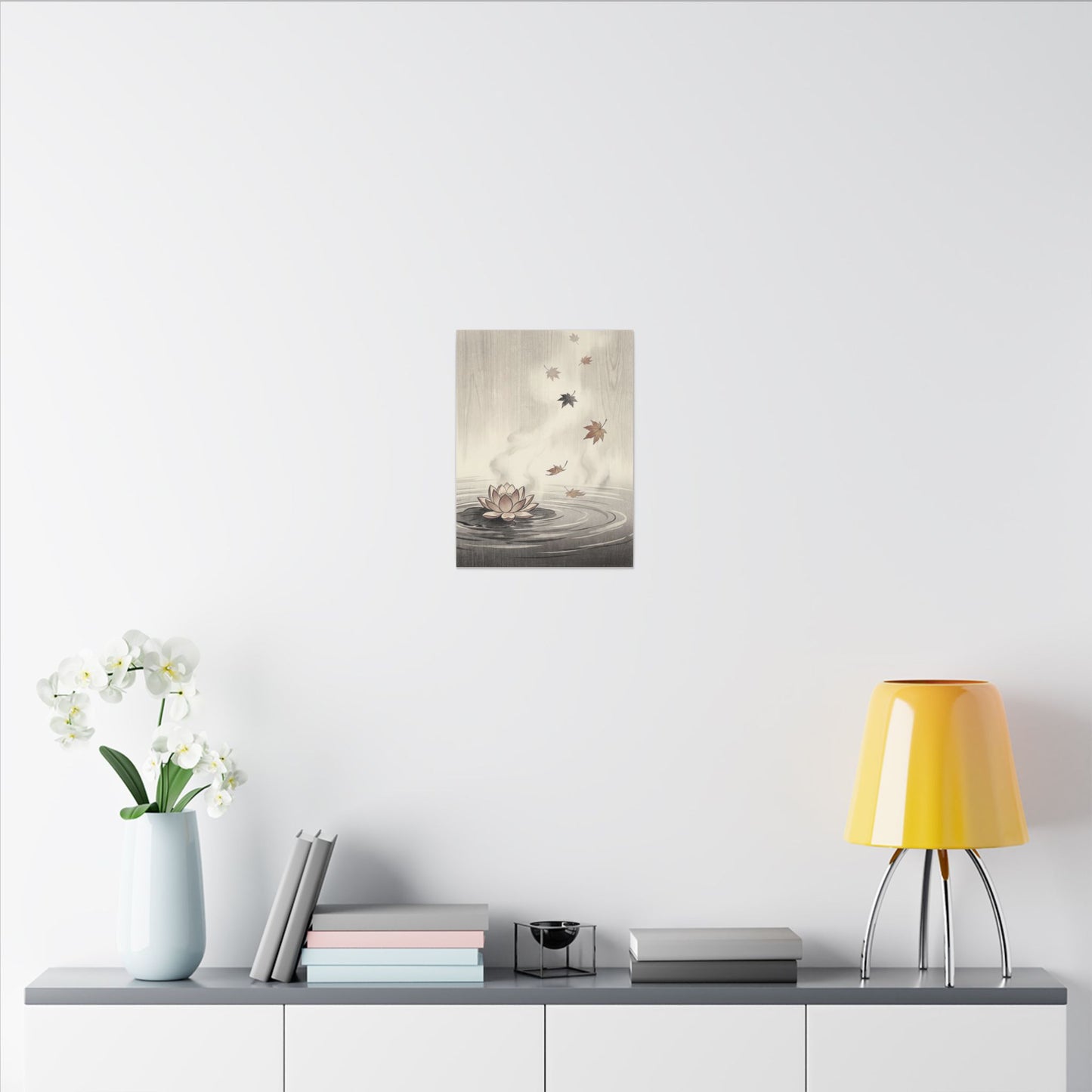 Lotus Flower Canvas Art | Autumn Zen Ukiyo E Inspired Art