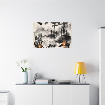Candlelight Torii Gate Canvas Art - Zen Datsuzoku