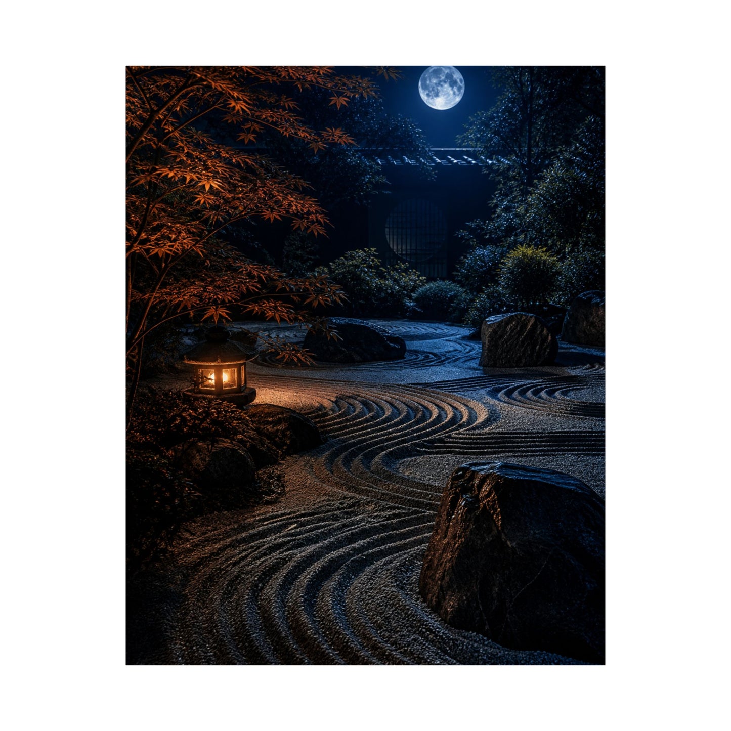 Datsuzoku Rock Garden Wall Art Print - Dark Japandi Shadow Zen