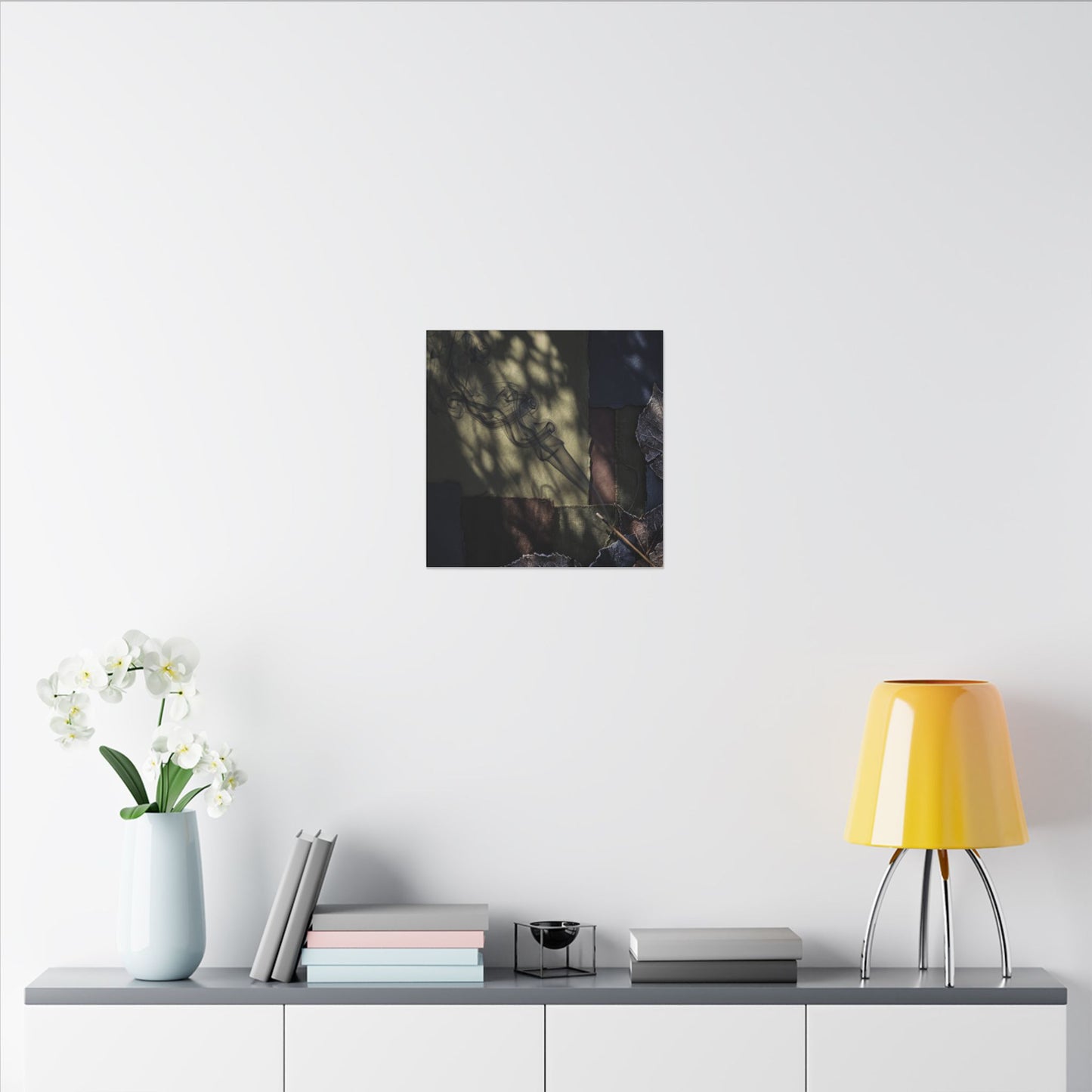 Ma Incense Smoke Canvas Art - Dark Japandi Dark Texture