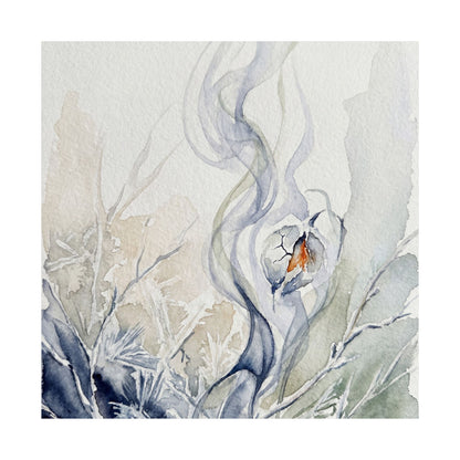 Incense Smoke Watercolor Wall Art Print | Elegant Japandi Art