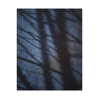 Dark Japandi Shadow Play in Moonlight | Moody Minimal Canvas Art