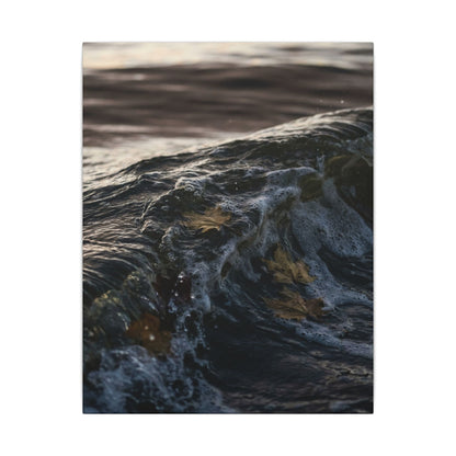 Dark Japandi Ocean Wave in Dawn | Moody Minimal Canvas Art