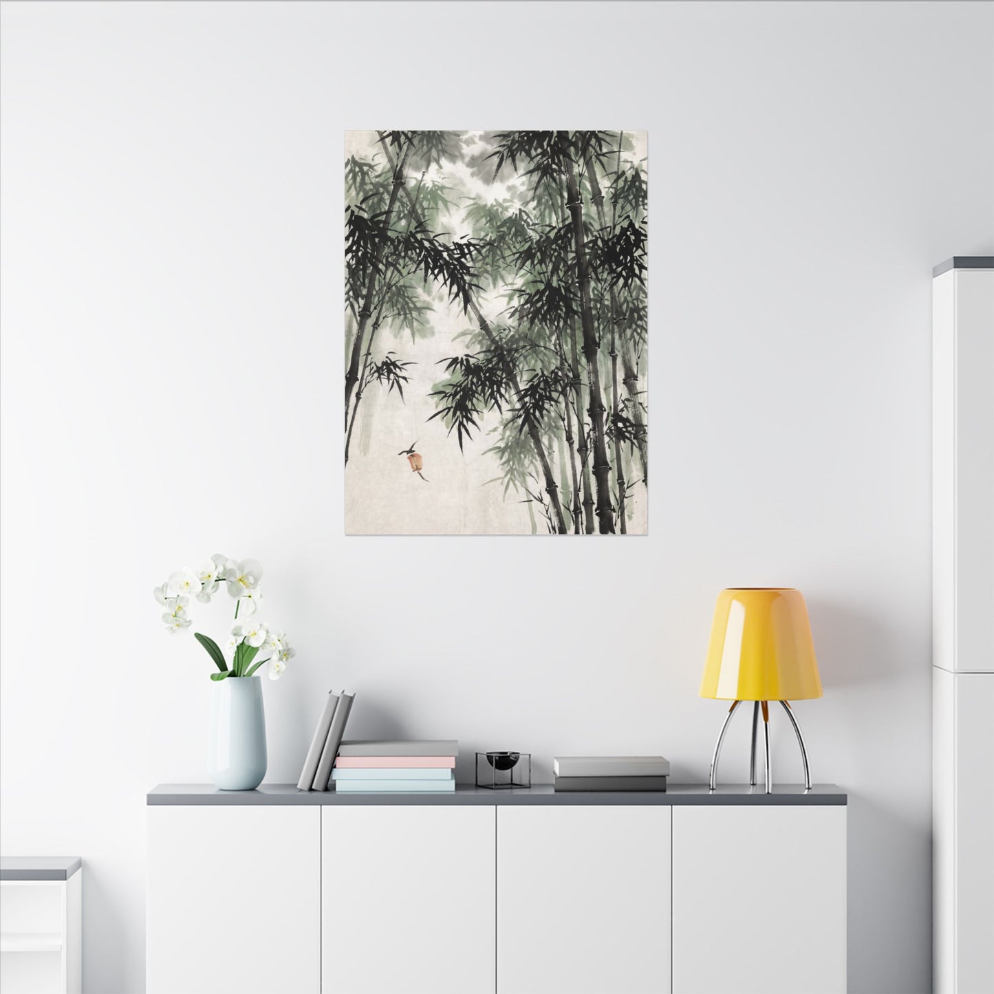 Zen Bamboo Grove in Overcast | Sumi E Canvas Art