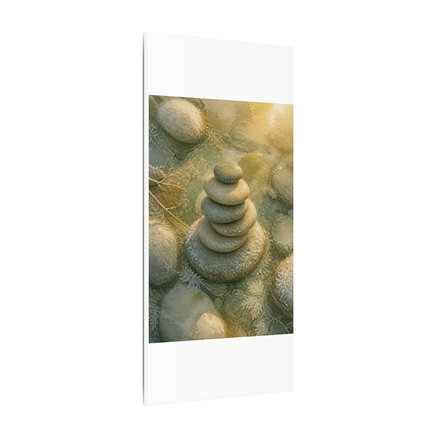 River Stones Watercolor Canvas Art | Elegant Japandi Art