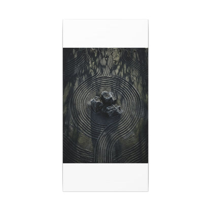 Moody Rock Garden Canvas Art - Dark Texture Dark Japandi
