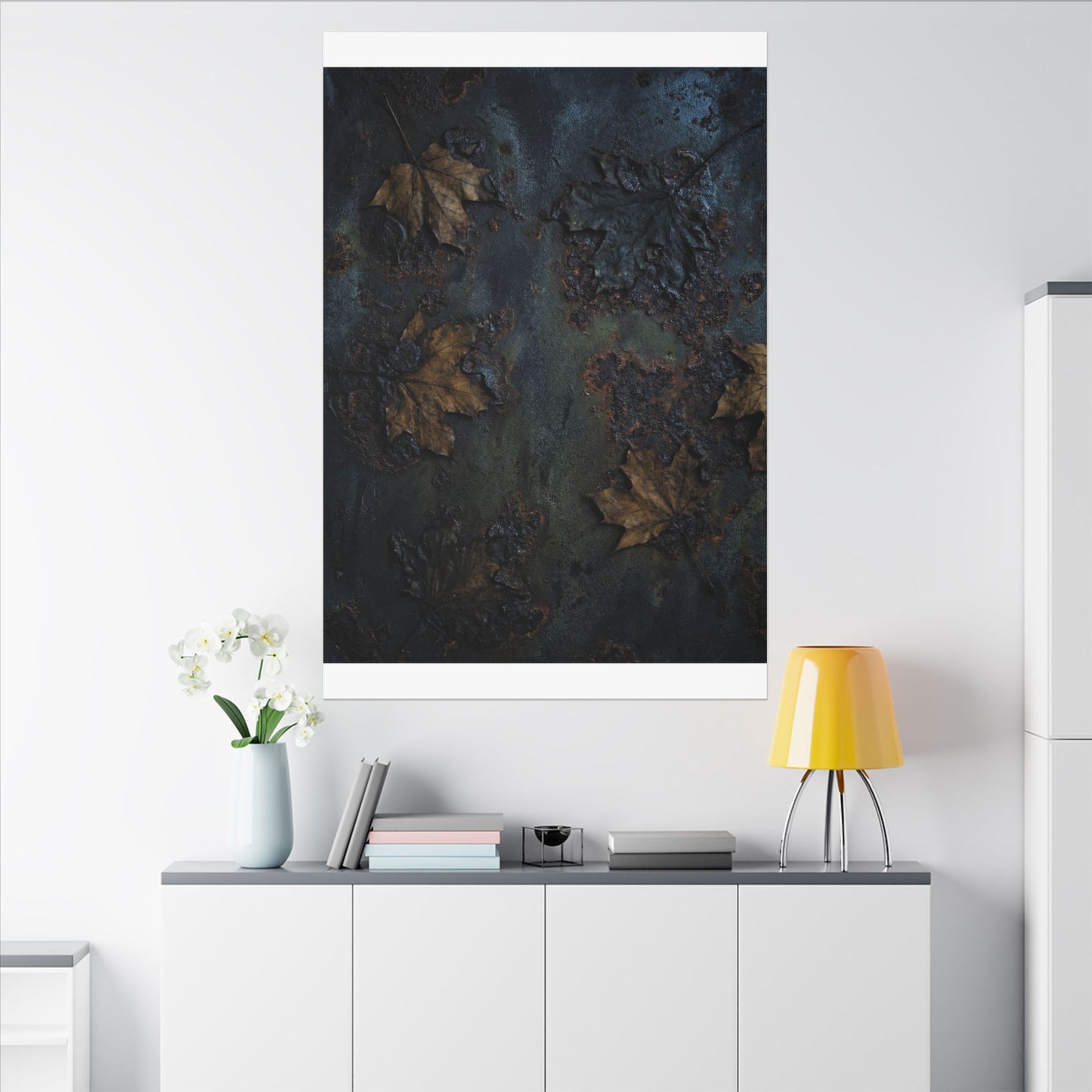 Shibui Rust Patina Canvas Art - Dark Japandi Charcoal Ink