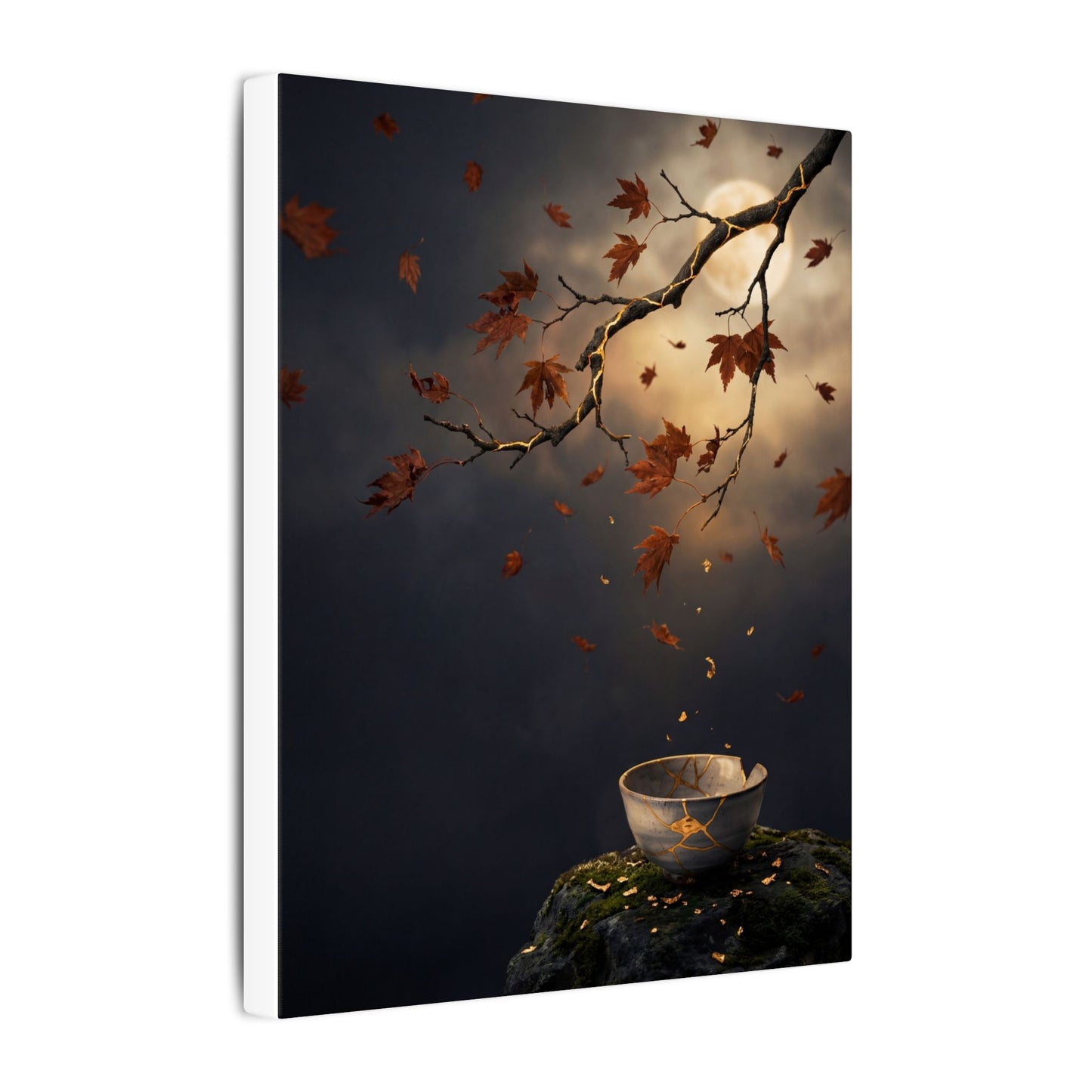 Moonlit Garden Gold Repair Canvas Art | Beautiful Kintsugi Art