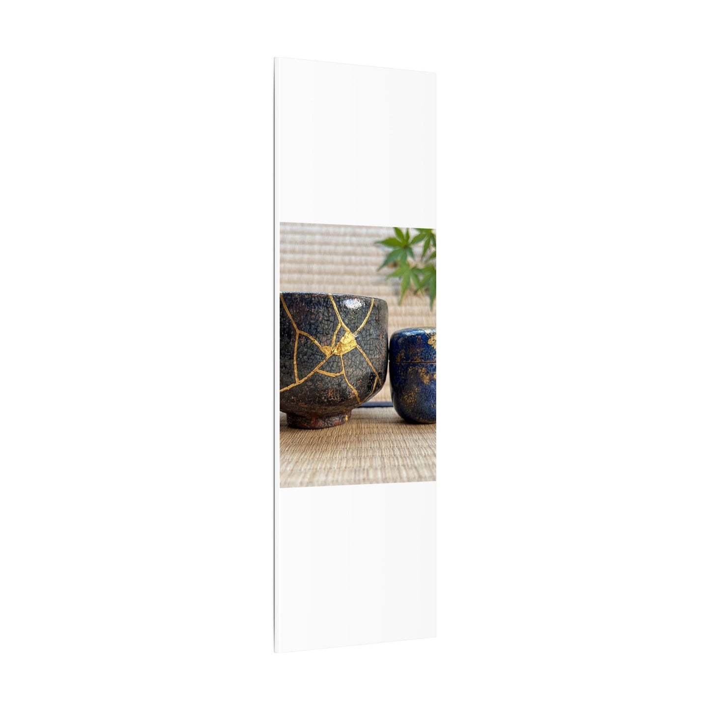 Tea Ceremony Crackle Gold Canvas Art | Philosophical Kintsugi Art