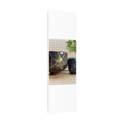 Tea Ceremony Crackle Gold Canvas Art | Philosophical Kintsugi Art
