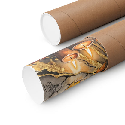 Japandi Cracked Earth in Candlelight | Watercolor Wall Art Print