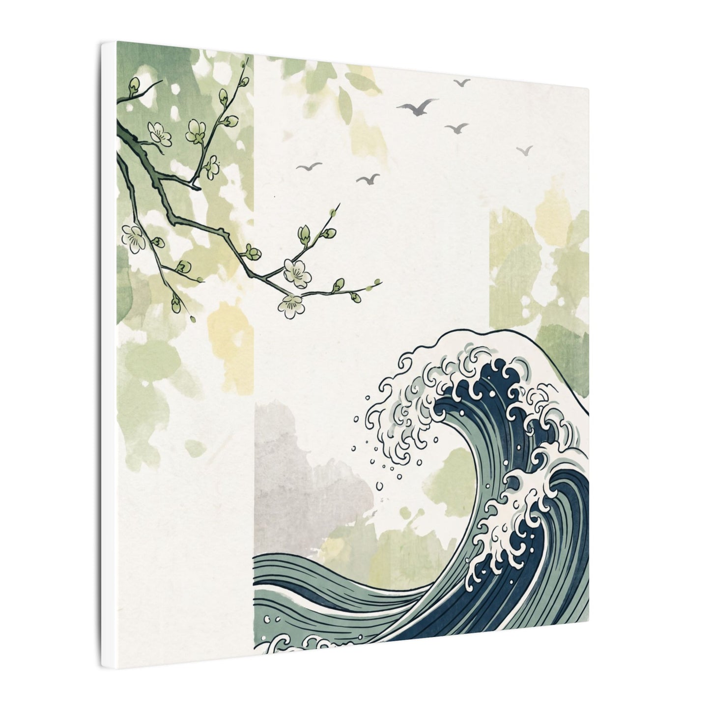 Spring Ocean Wave Ukiyo E Inspired Canvas Art | Serene Decor