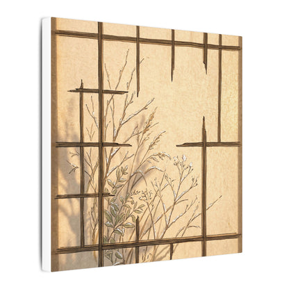 Shoji Screen Canvas Art | Winter Japandi Minimal Line Art