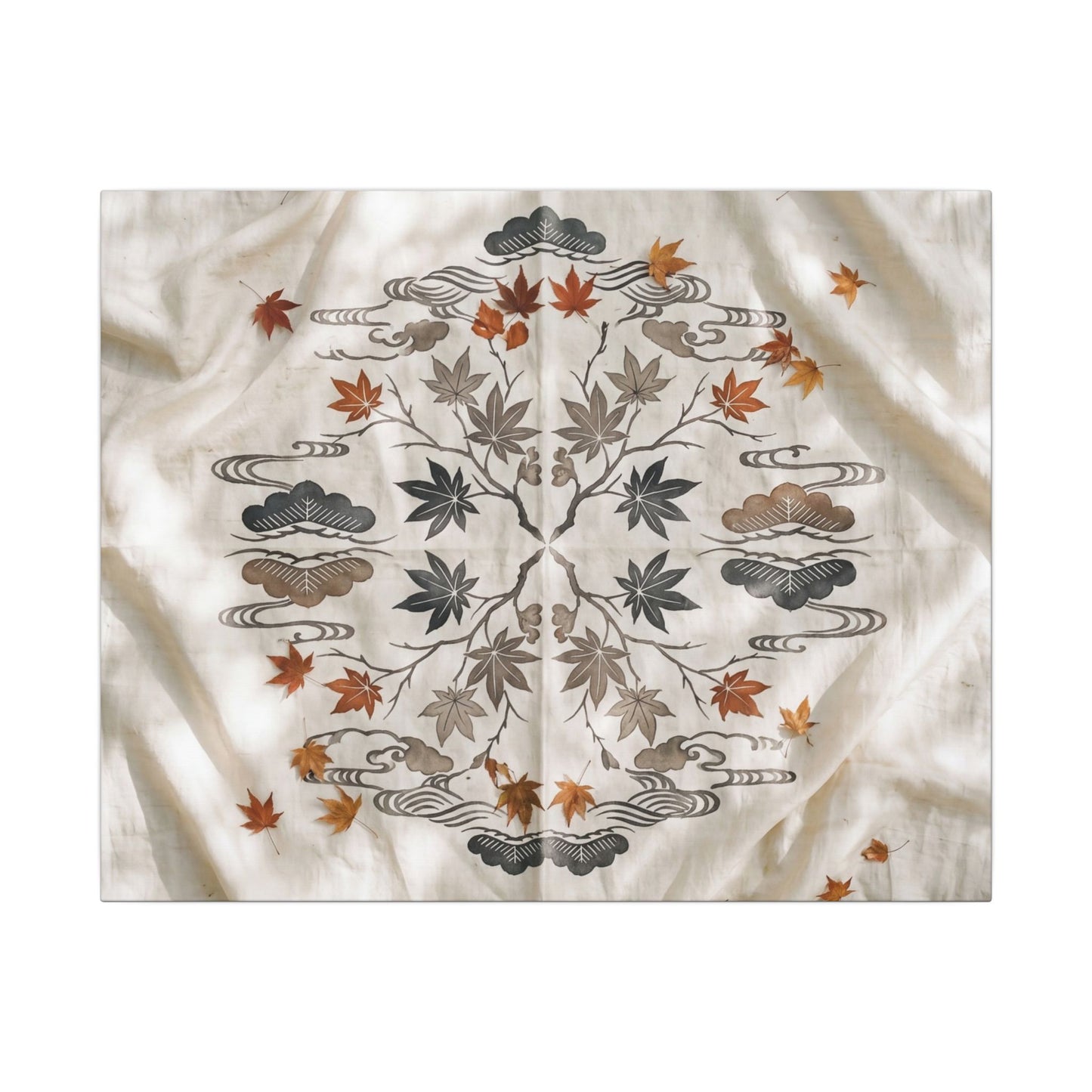 Elegant Silk Drape Canvas Art - Japanese Pattern Japandi
