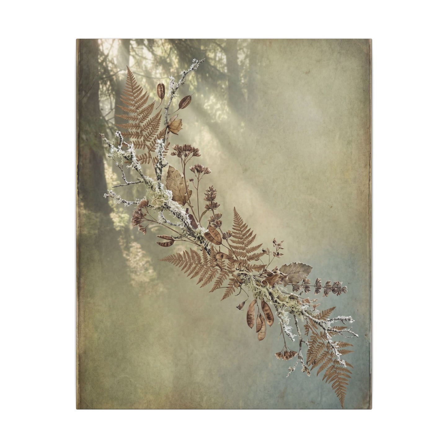 Winter Dried Flowers Forest Whimsy Canvas Art | Earthy Decor