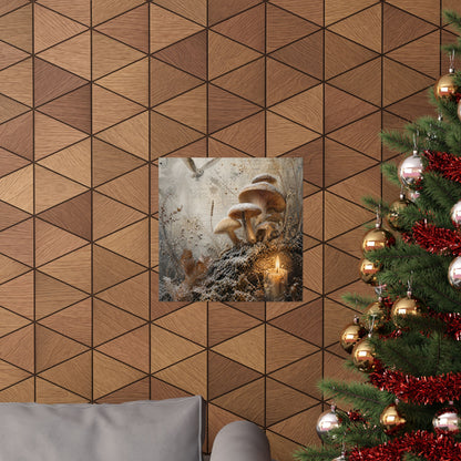 Winter Wild Mushrooms Texture Wall Art Print | Elegant Decor
