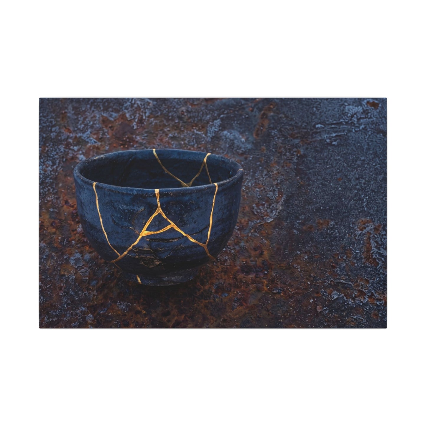 Rust Patina Winter Canvas Art | Kintsugi Healing Design