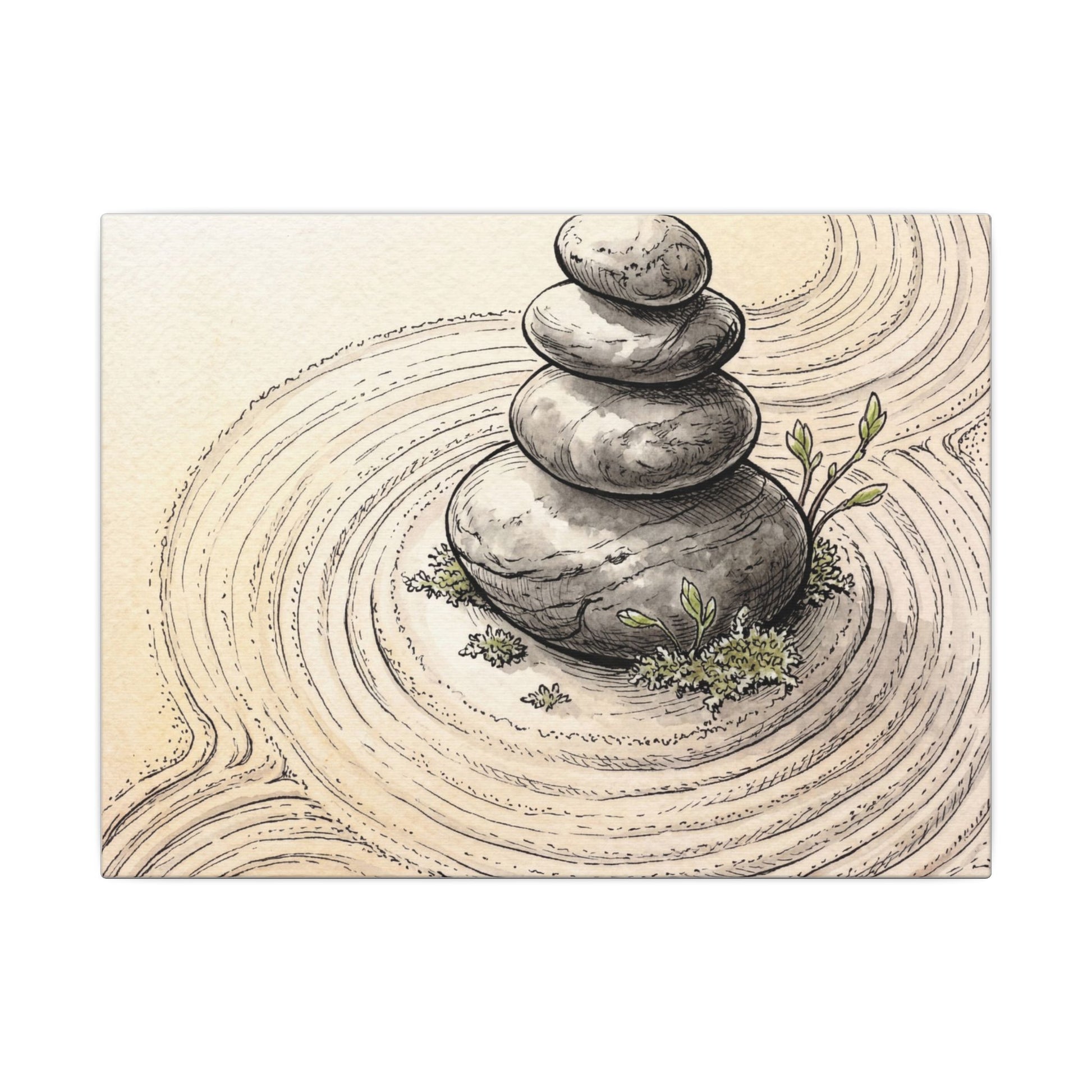 River Stones Karesansui Canvas Art | Tranquil Zen Art Art Print