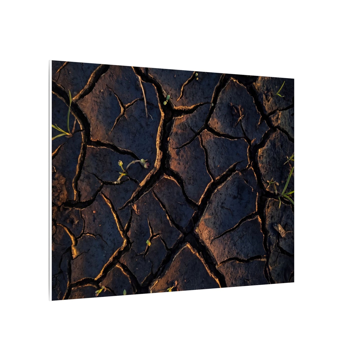 Cracked Earth Moody Minimal Canvas Art | Luxurious Dark Japandi Art