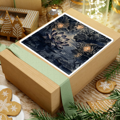 Summer Lotus Flower Sumi E Sticker | Peaceful Decor Art Print