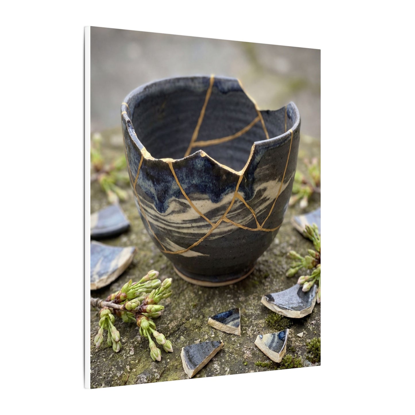 Datsuzoku Ceramic Bowl Canvas Art - Kintsugi Gold Repair