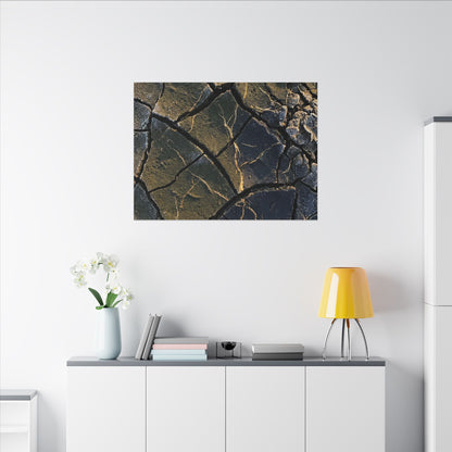 Winter Cracked Earth Moody Minimal Canvas Art | Atmospheric Decor