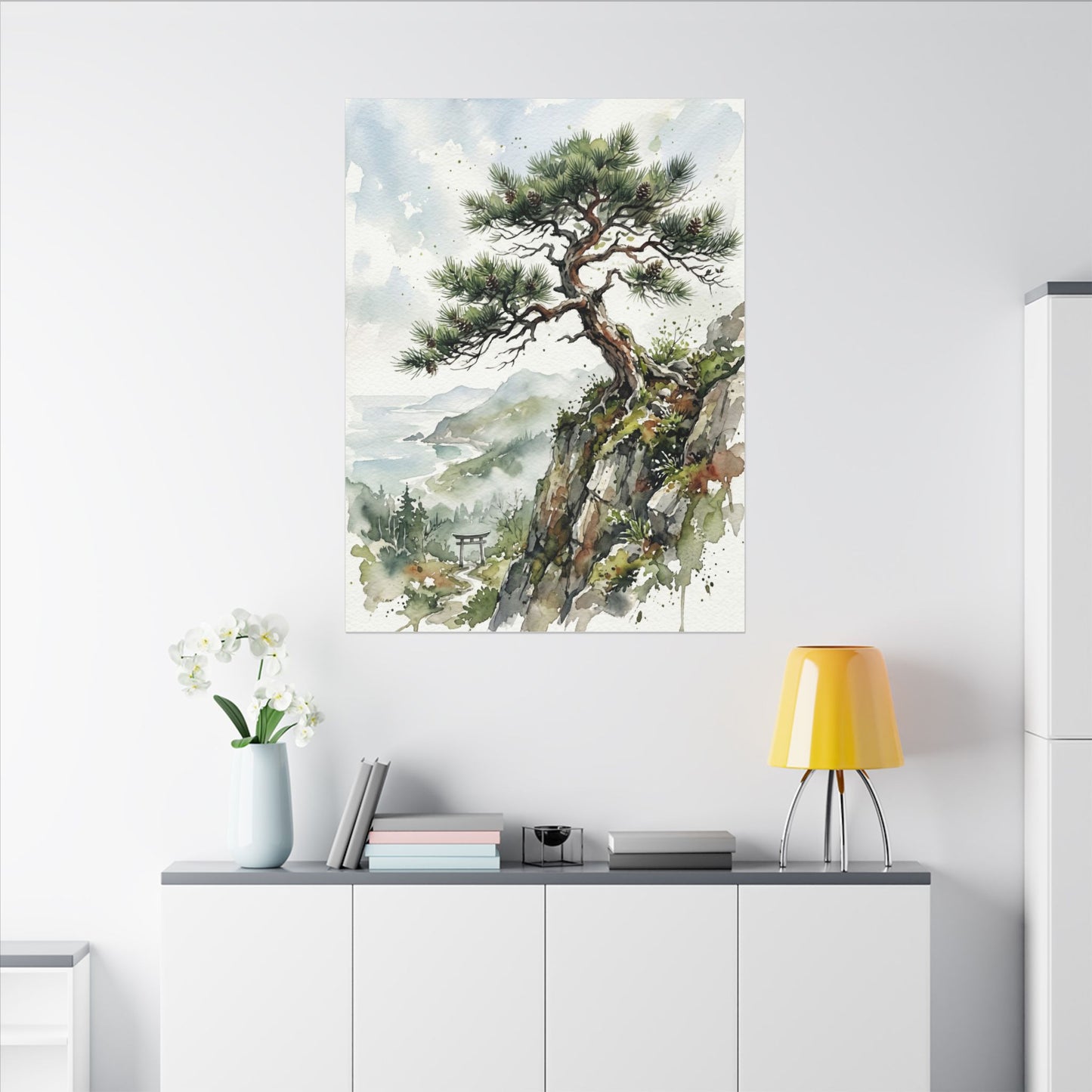 Pine Tree Spring Canvas Art | Japandi Neutral Design