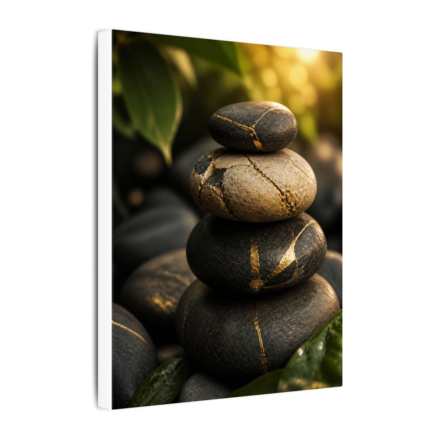 Summer River Stones Broken Beauty Canvas Art | Healing Decor