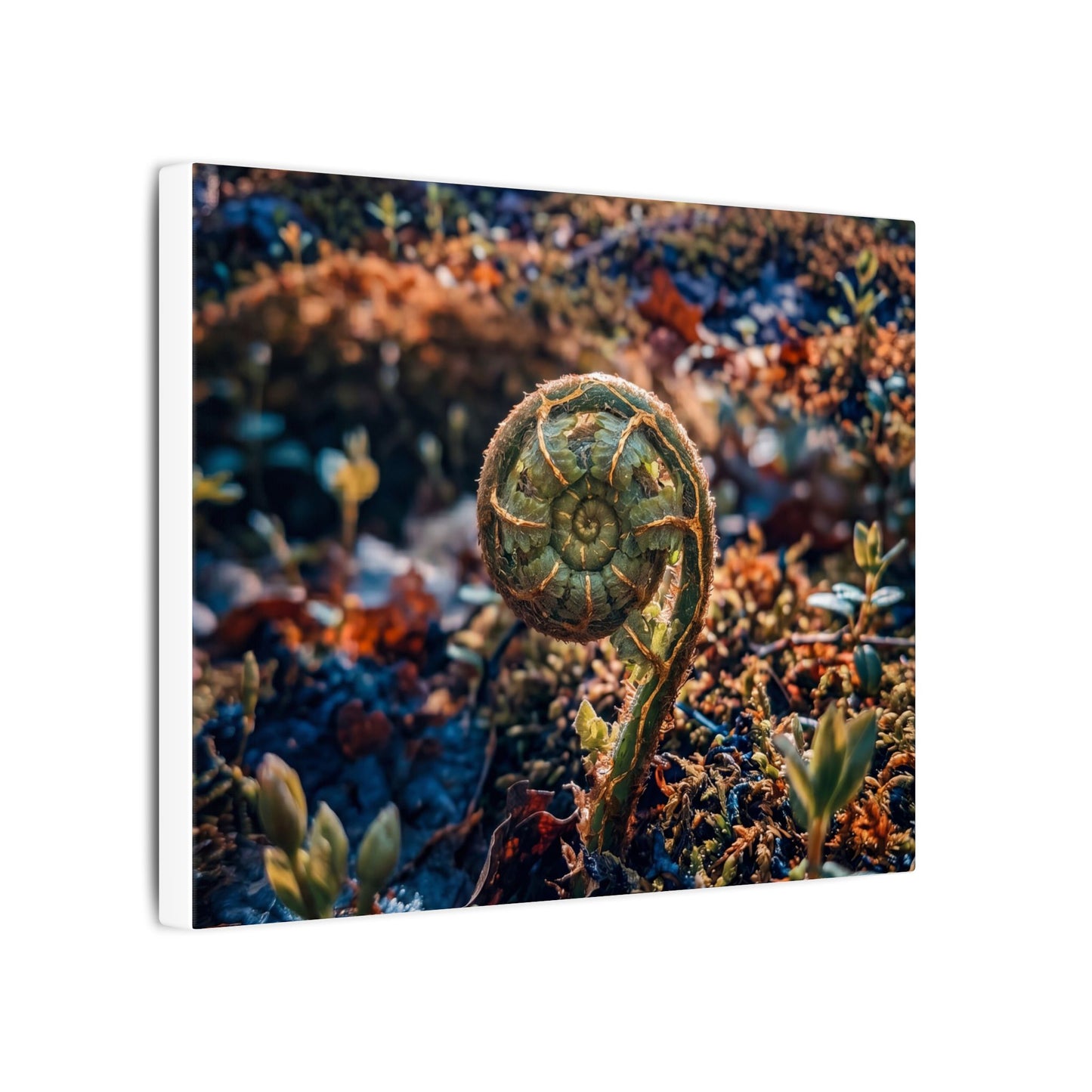Kintsugi Fern Unfurling in Dappled | Gold Vein Canvas Art