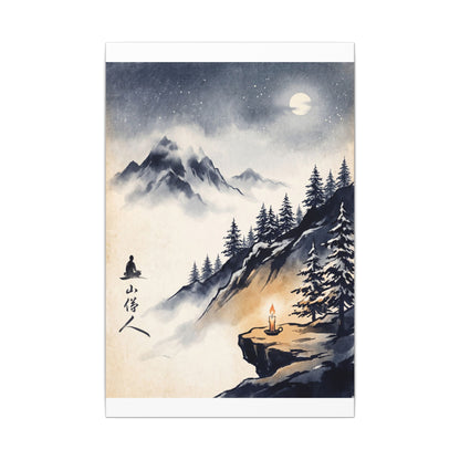 Mountain Mist Canvas Art | Winter Zen Ukiyo E Inspired Art