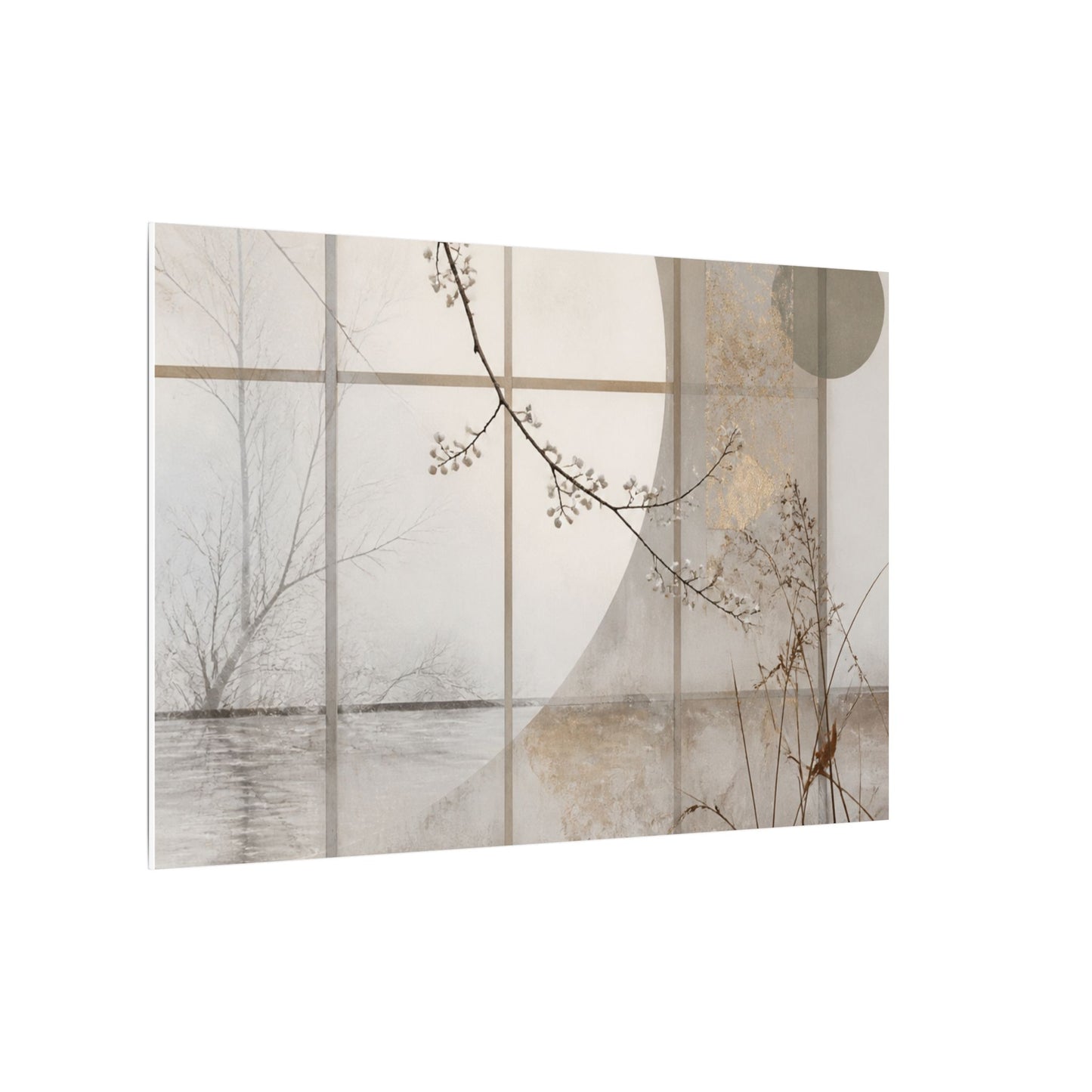 Winter Shoji Screen Japanese Pattern Canvas Art | Elegant Decor