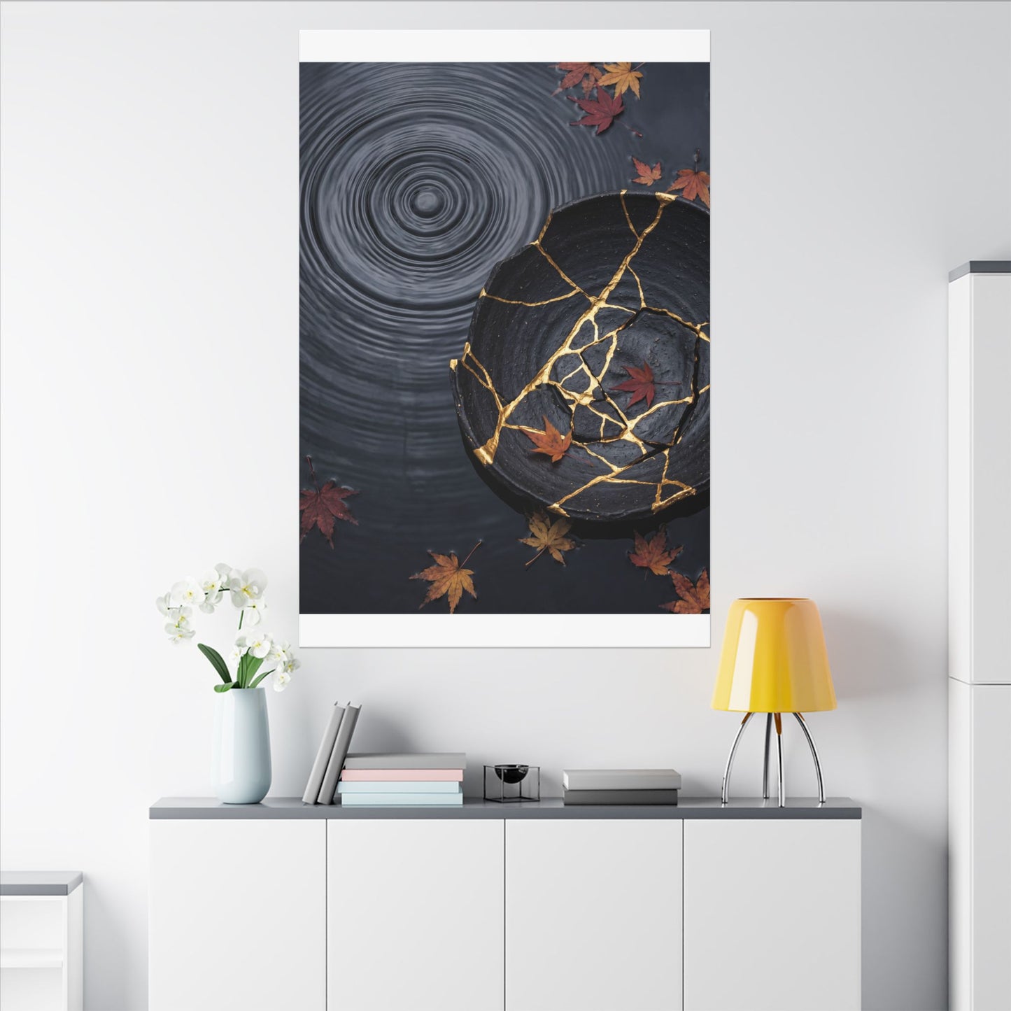Philosophical Water Ripple Canvas Art - Gold Repair Kintsugi