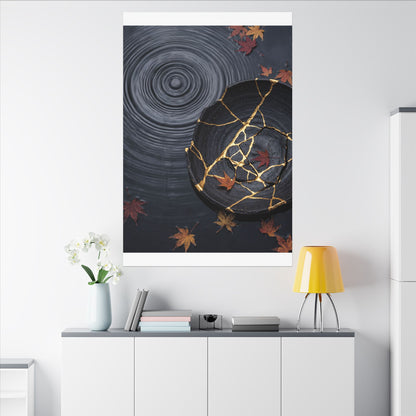 Philosophical Water Ripple Canvas Art - Gold Repair Kintsugi