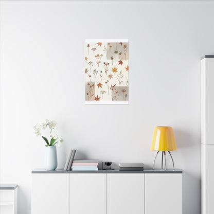 Autumn Dried Flowers Japanese Pattern Canvas Art | Elegant Decor