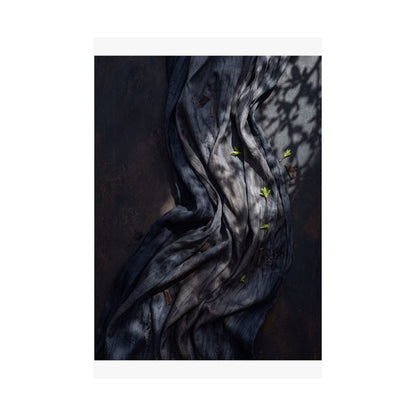Dark Japandi Silk Drape in Dappled | Dark Texture Wall Art Print
