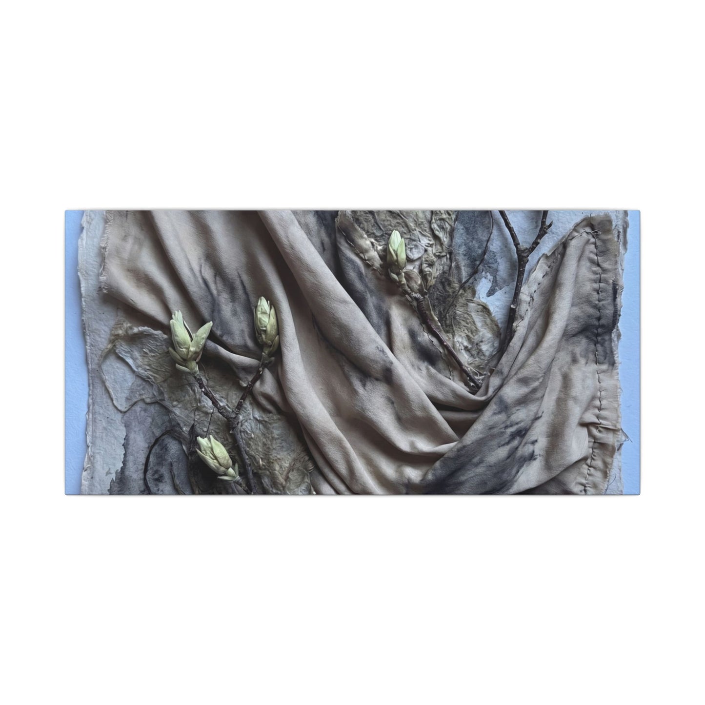 Japandi Silk Drape in Moonlight | Texture Canvas Art