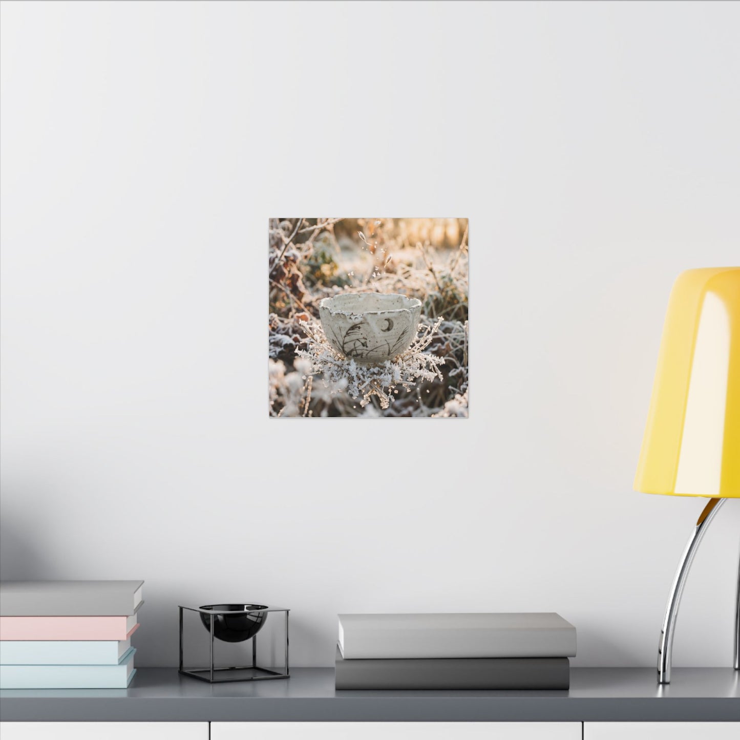 Japandi Ceramic Bowl in Golden Hour | Japanese Pattern Canvas Art