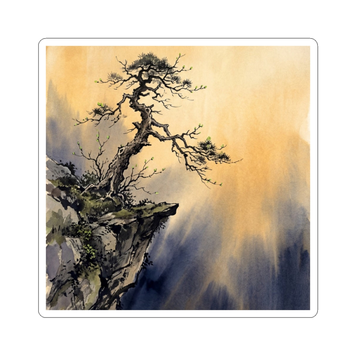 Pine Tree Spring Sticker | Zen Serene Design Art Print